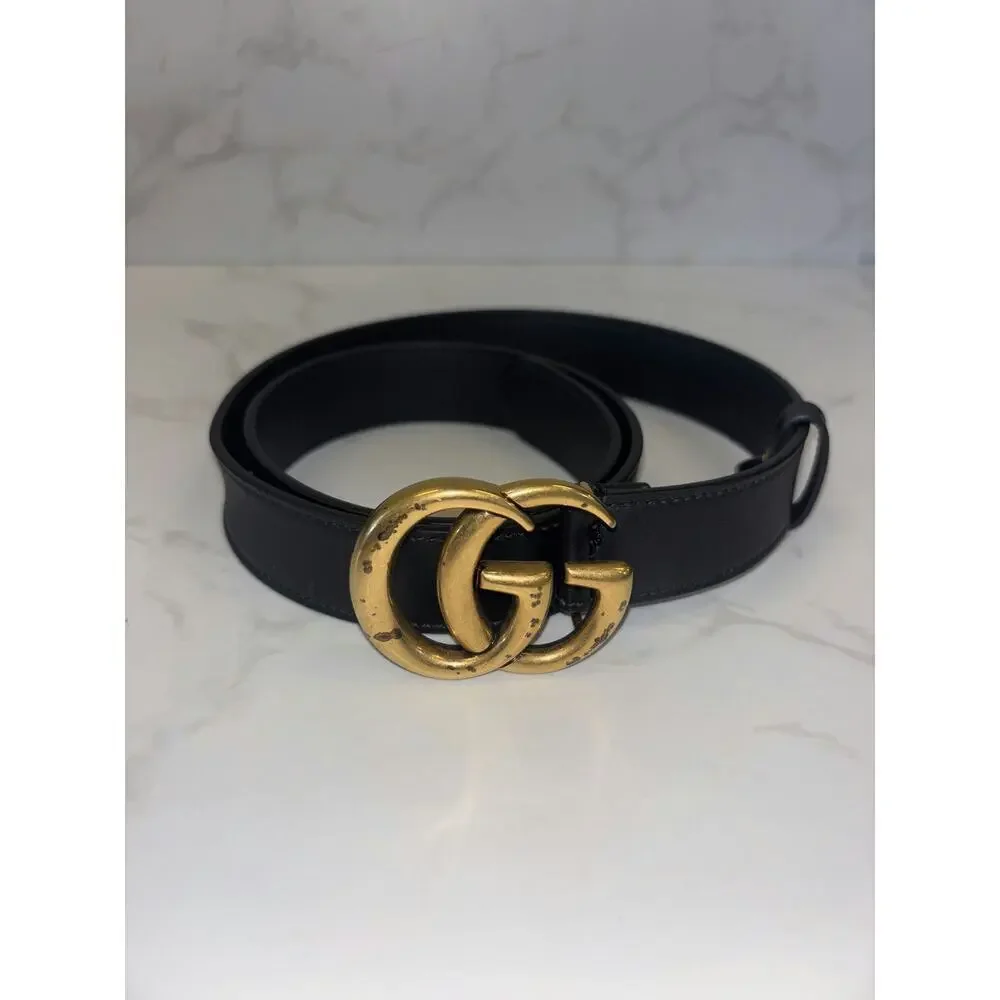 Gucci GG Marmont Belt in Black Leather - Good Condition